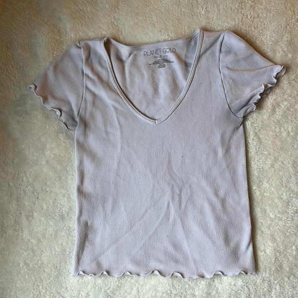 White ruffle planet gold top - Picture 1 of 2